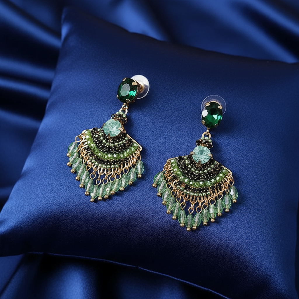 Emerald Mirage Earrings_ChicaChica