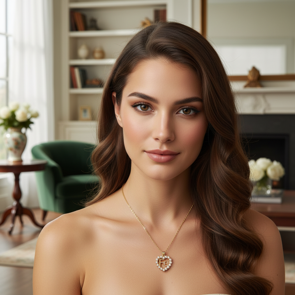 Fe Pearl Heart Necklace_ChicaChica