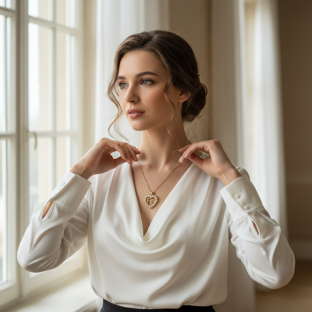 Fe Pearl Heart Necklace_ChicaChica