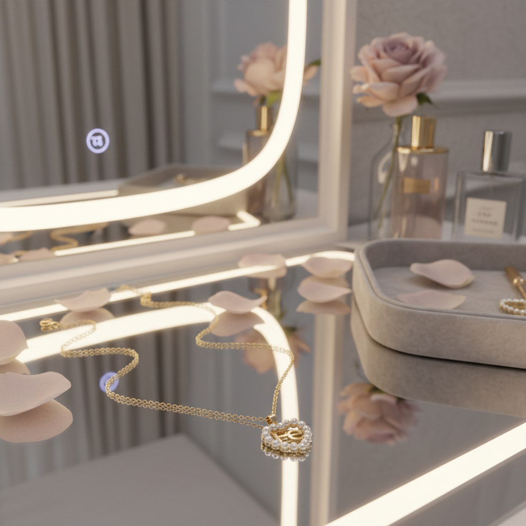 Fe Pearl Heart Necklace_ChicaChica