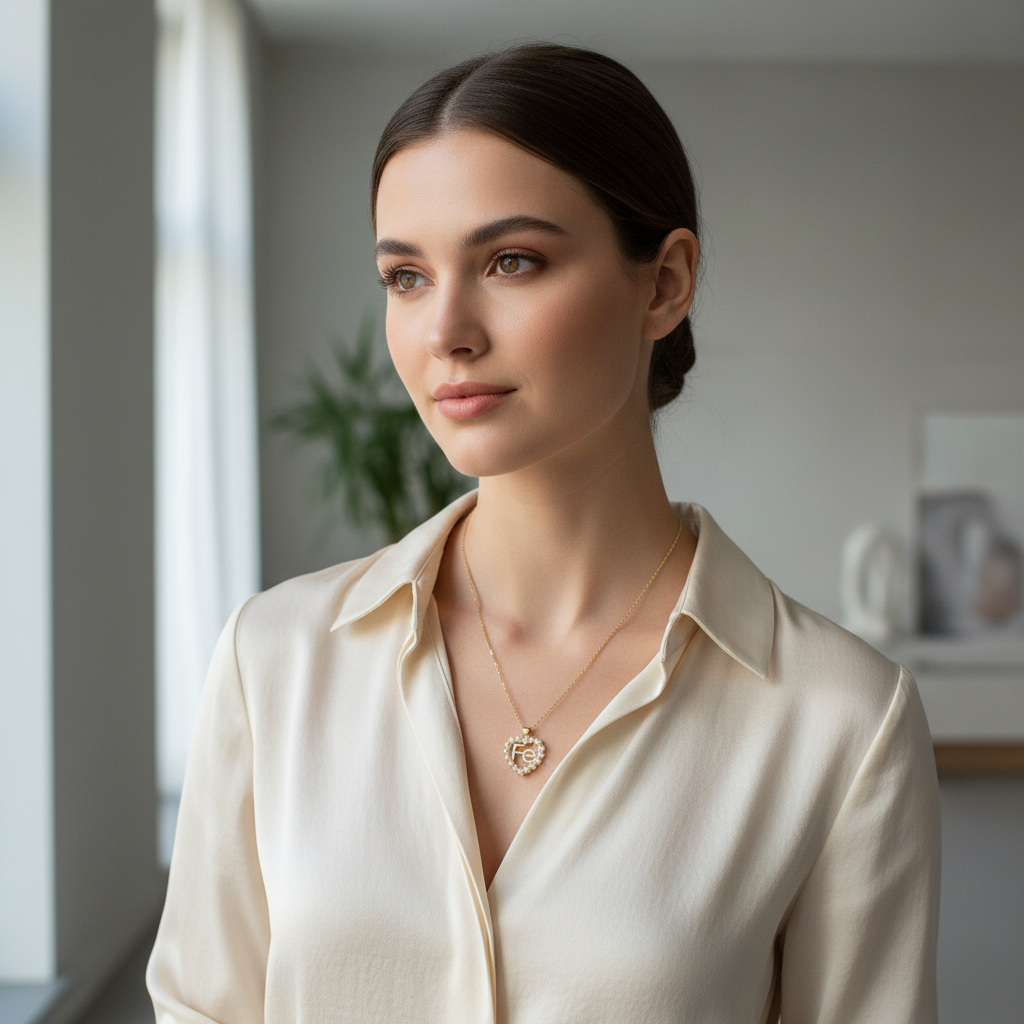 Fe Pearl Heart Necklace_ChicaChica