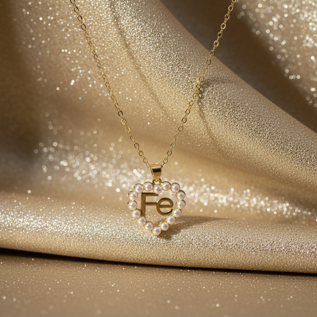 Fe Pearl Heart Necklace_ChicaChica