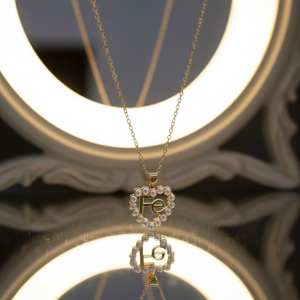 Fe Pearl Heart Necklace_ChicaChica