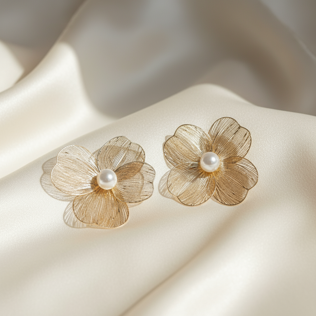 Golden Petal Earrings_ChicaChica