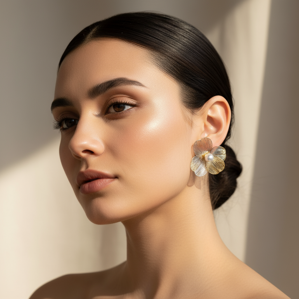 Golden Petal Earrings_ChicaChica