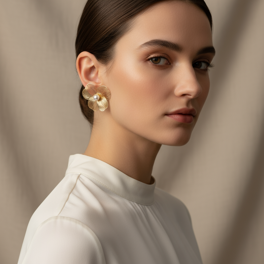 Golden Petal Earrings_ChicaChica