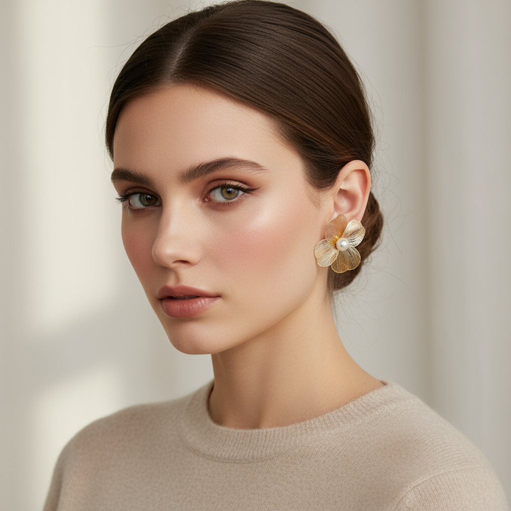 Golden Petal Earrings_ChicaChica