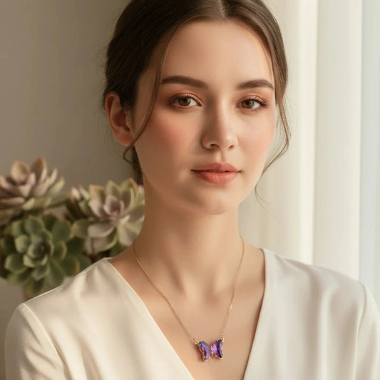 Lilac Aura Butterfly Necklace_ChicaChica
