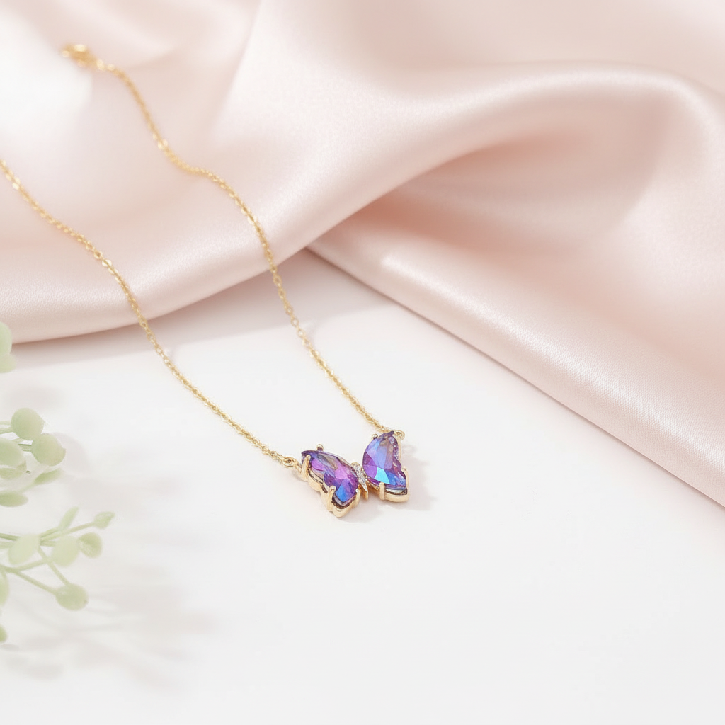 Lilac Aura Butterfly Necklace_ChicaChica