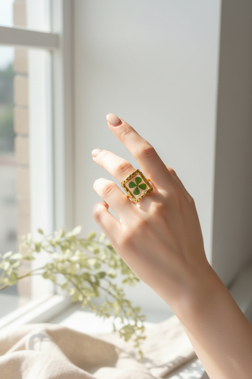 Lucky Charm Clover Ring-ChicaChica