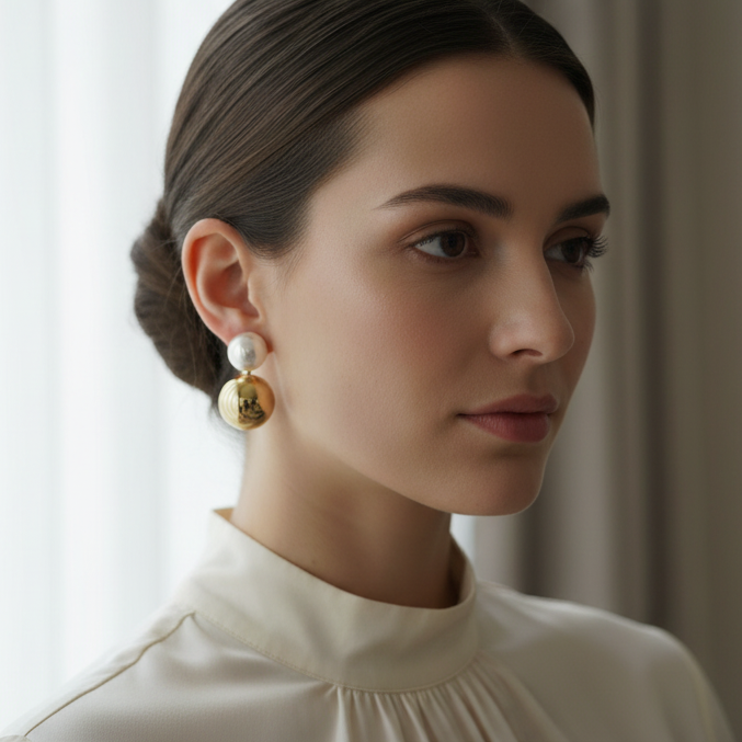 Lustra Drop Earrings_WhiteandGold_ChicaChica