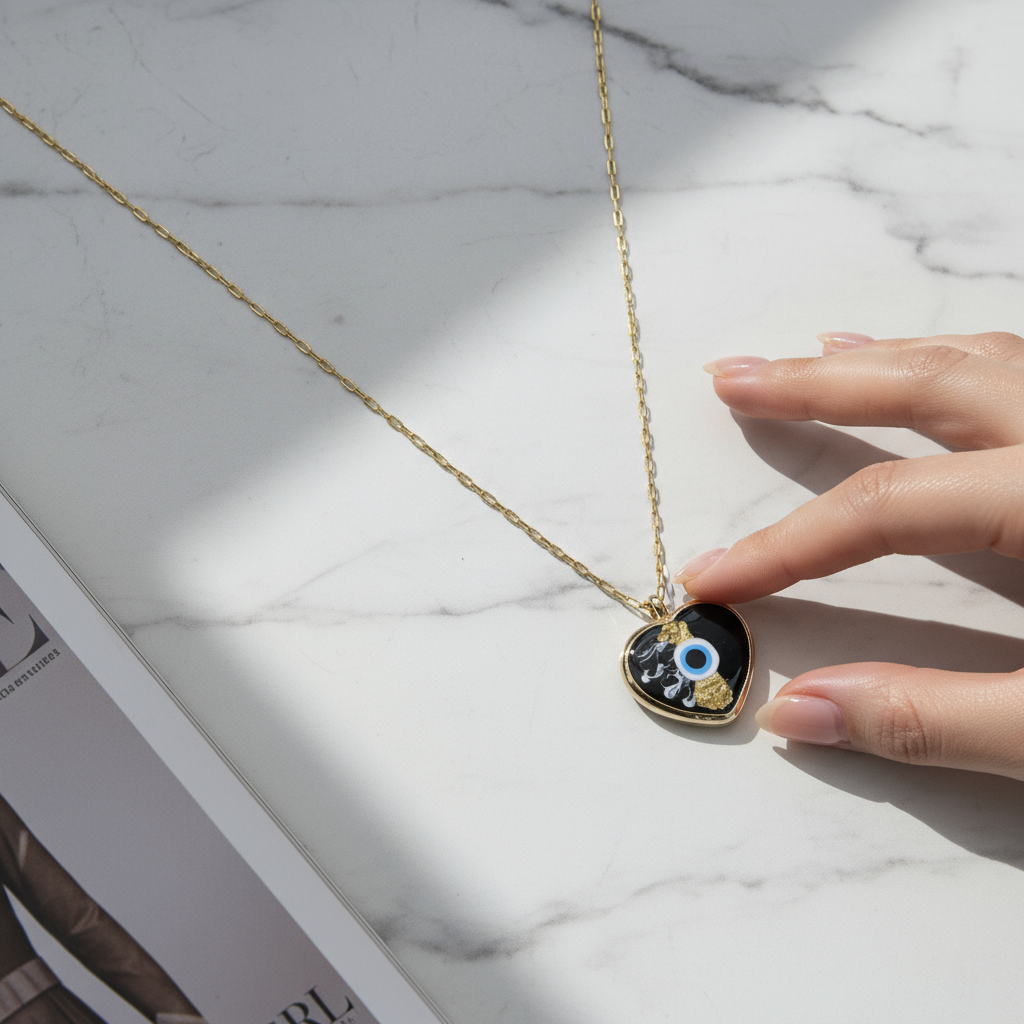 Midnight Aegis Heart Necklace