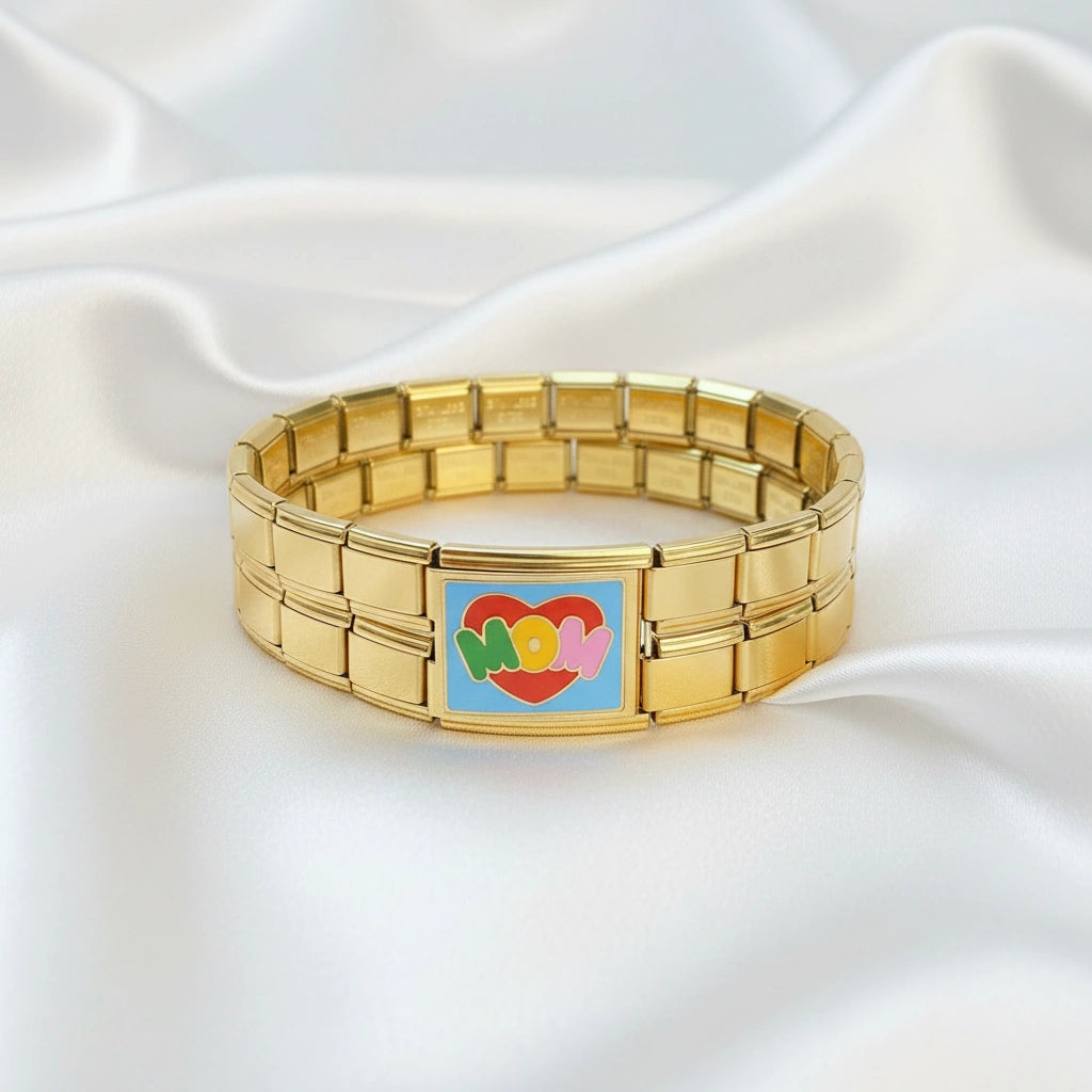 Mom Heart Enamel Bracelet_ChicaChica