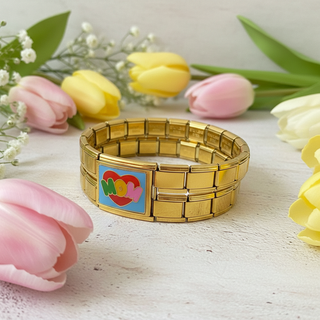 Mom Heart Enamel Bracelet_ChicaChica