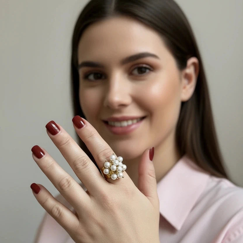 Ocean Pearl Bloom Ring-ChicaChica