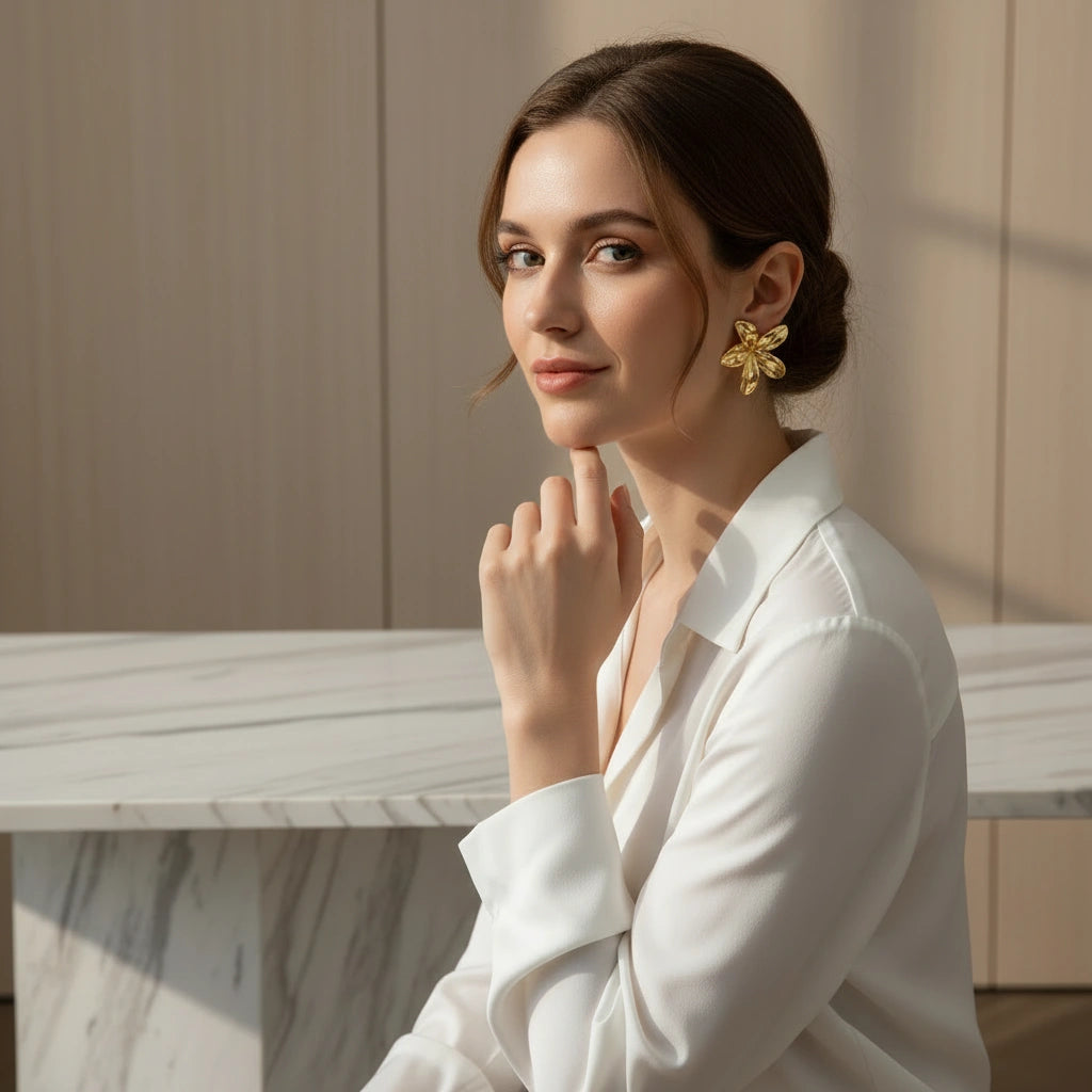 Petal Glow Earrings_Gold_ChicaChica