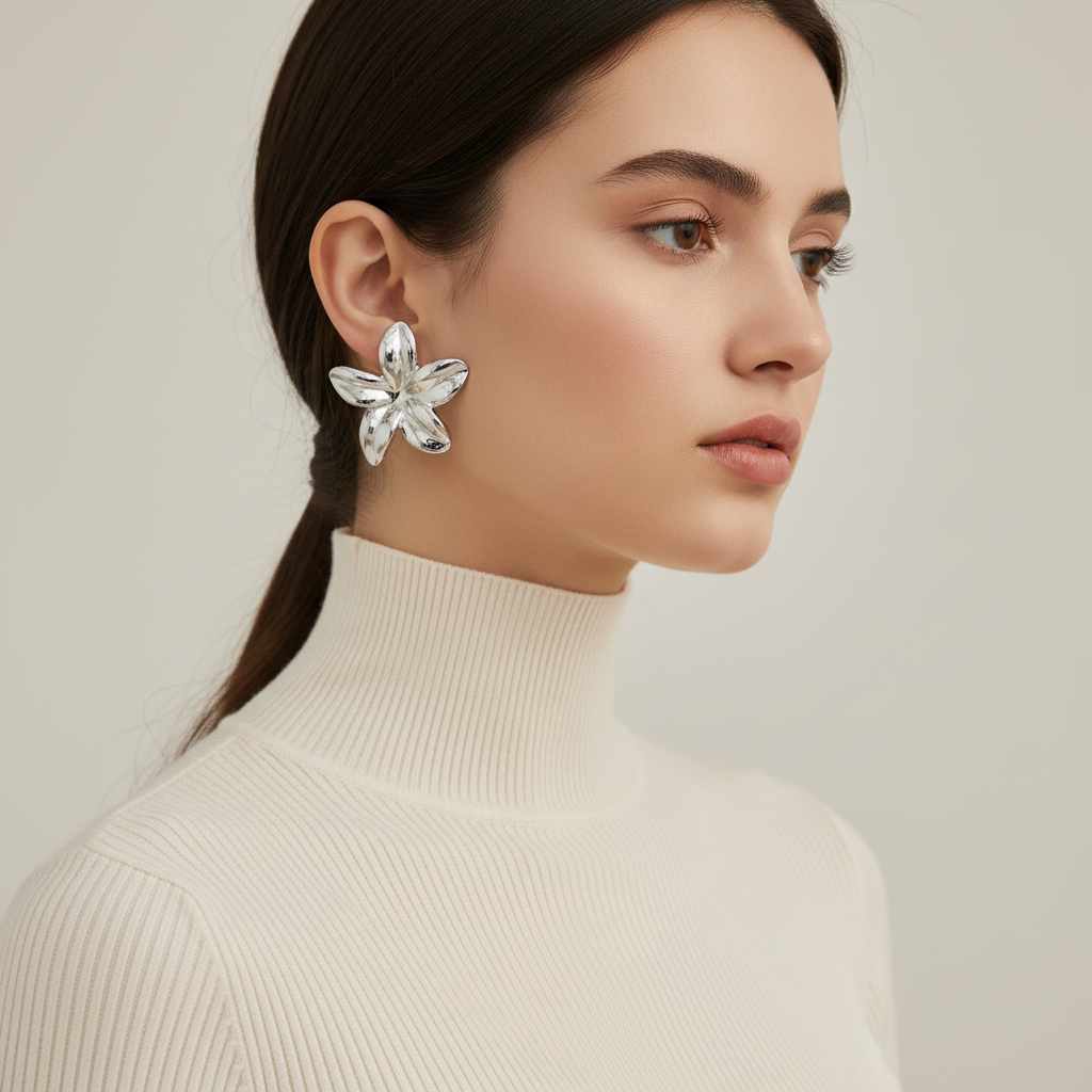 Petal Glow Earrings_Silver_ChicaChica