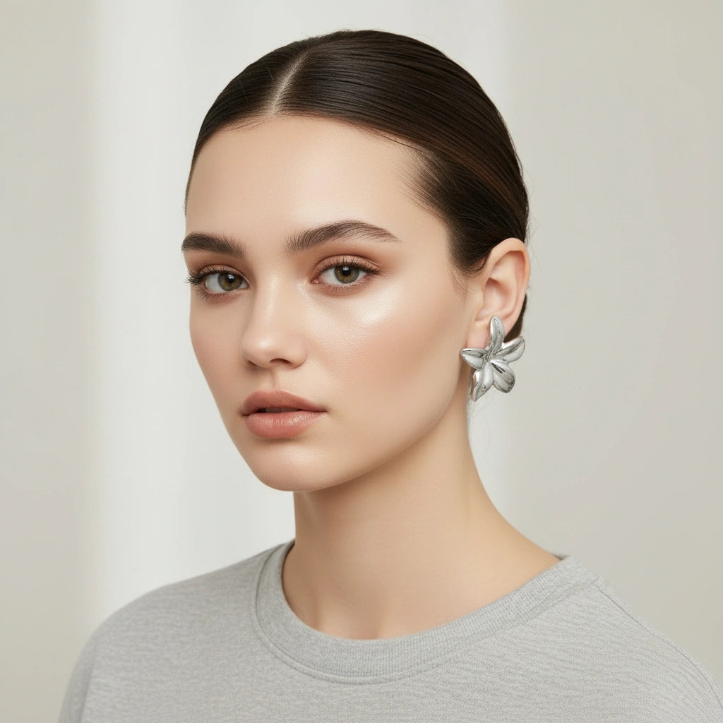 Petal Glow Earrings_Silver_ChicaChica