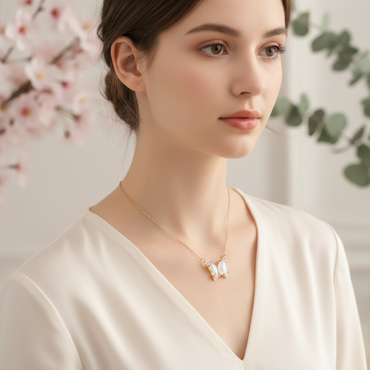 Pure White Aura Butterfly Necklace_ChicaChica