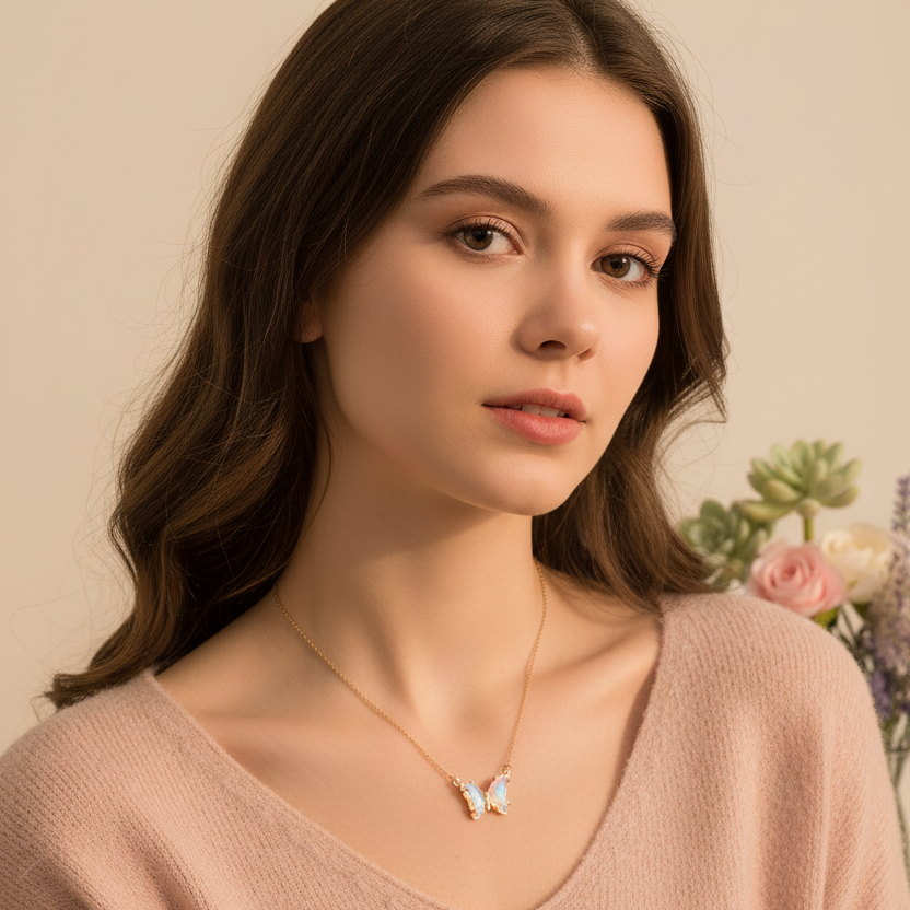 Pure White Aura Butterfly Necklace_ChicaChica