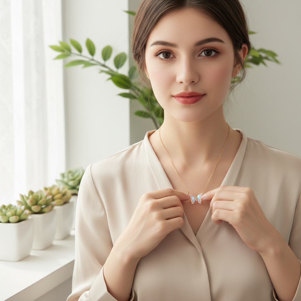 Pure White Aura Butterfly Necklace_ChicaChica