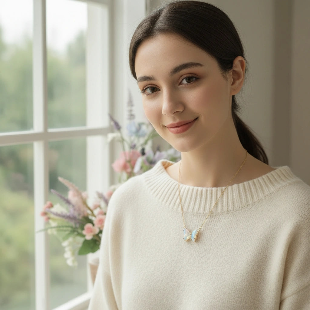 Pure White Aura Butterfly Necklace_ChicaChica
