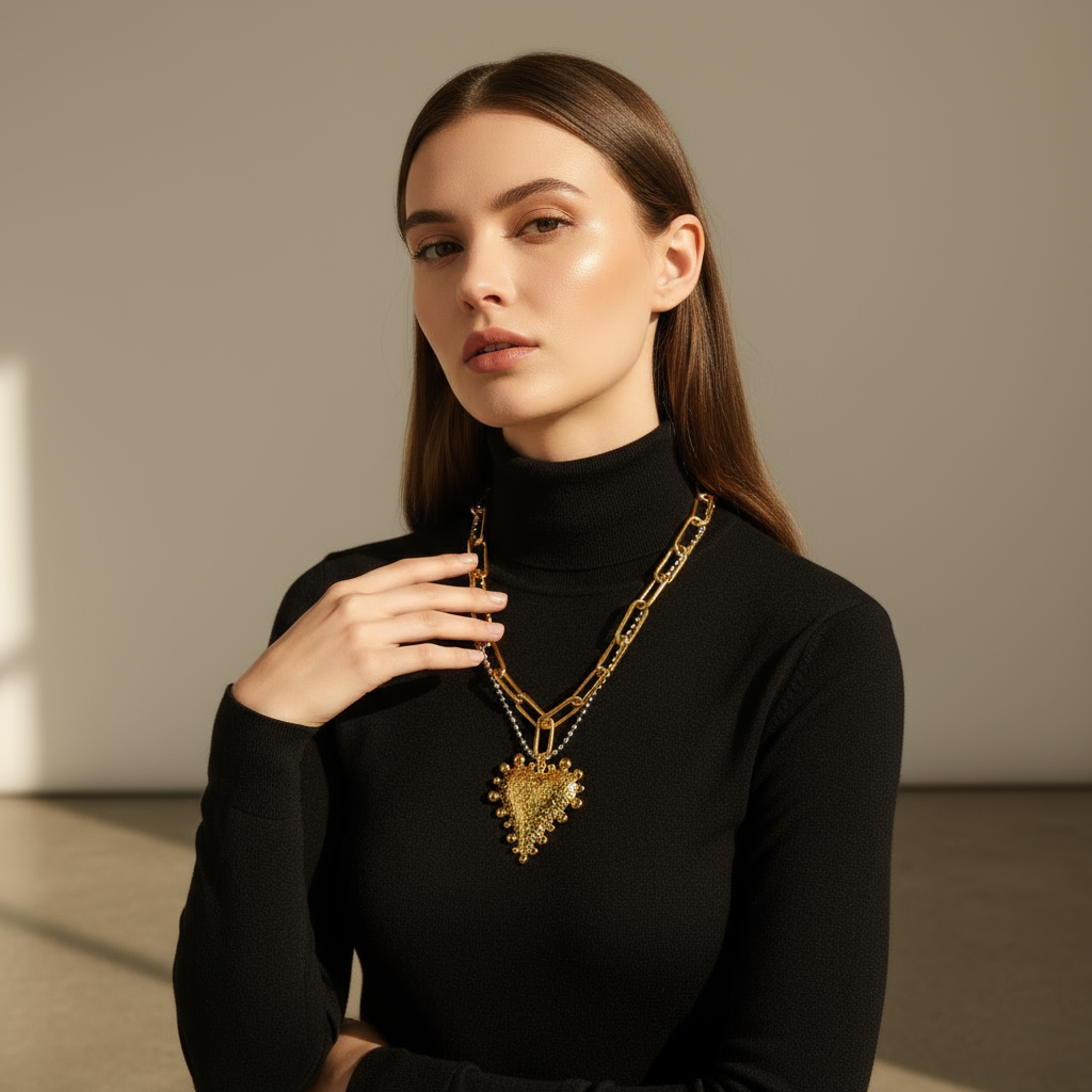 Radiant Heart Necklace in Golden Glow_ChicaChica