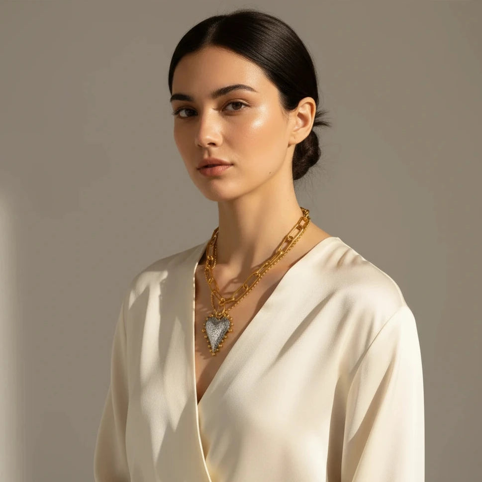  Radiant Heart Necklace in Silver Glow_ChicaChica