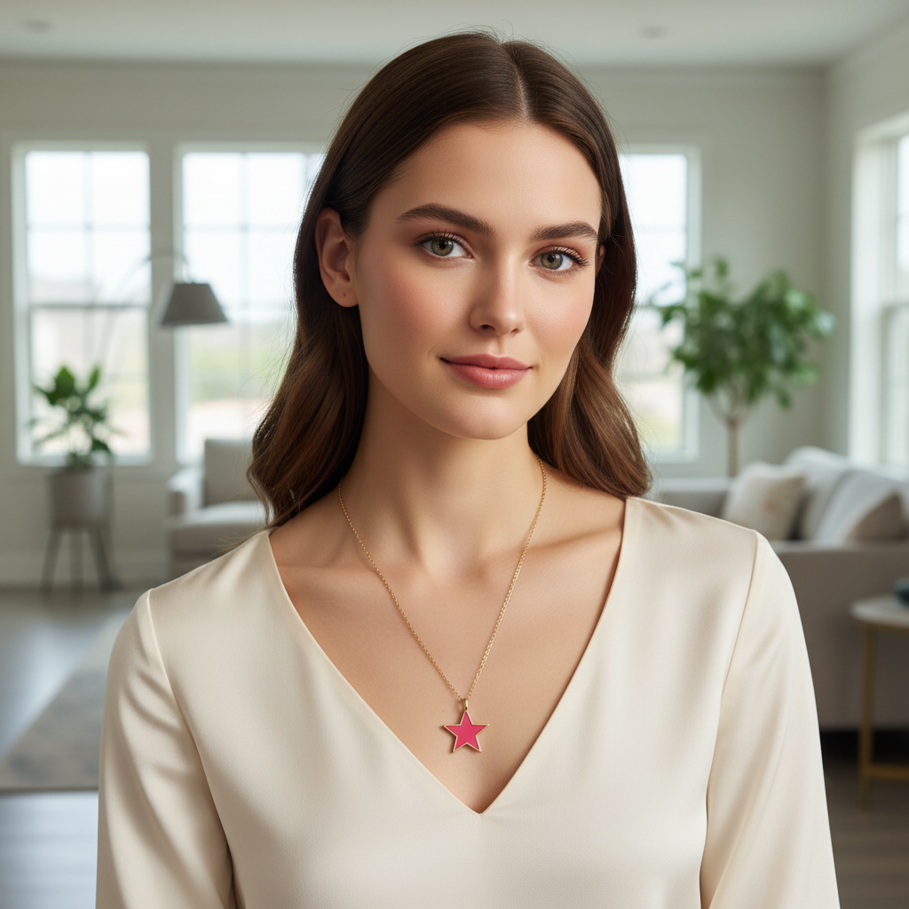 Radiant Magenta Star Necklace_ChicaChica