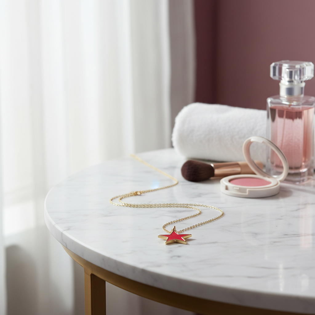 Radiant Magenta Star Necklace_ChicaChica