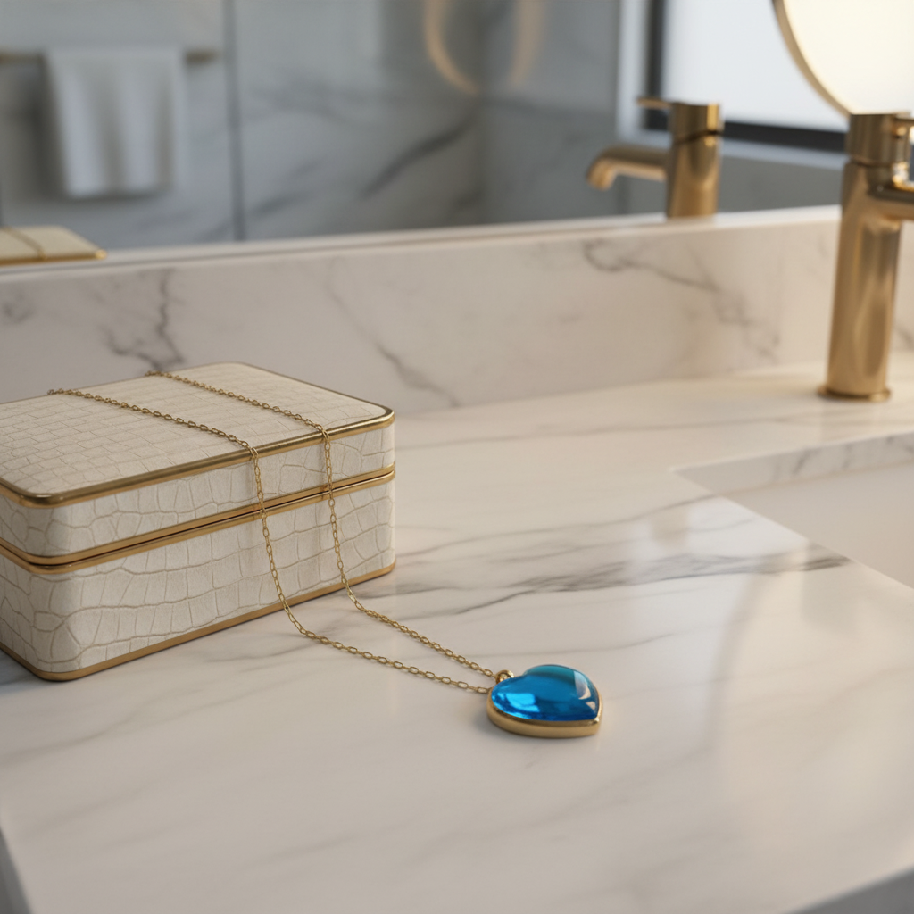 Amore Turquoise Murano Heart Necklace- 25mm