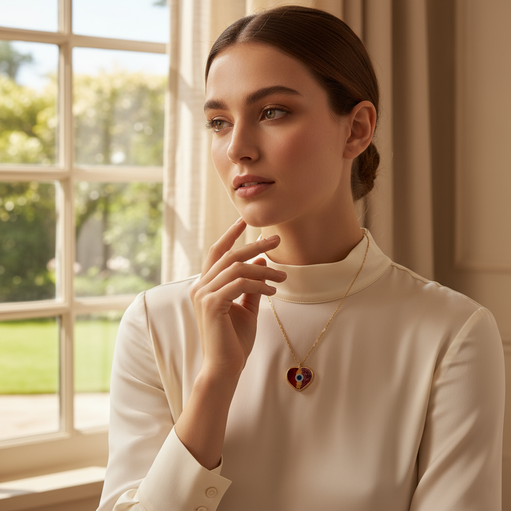 Crimson Aegis Heart Necklace