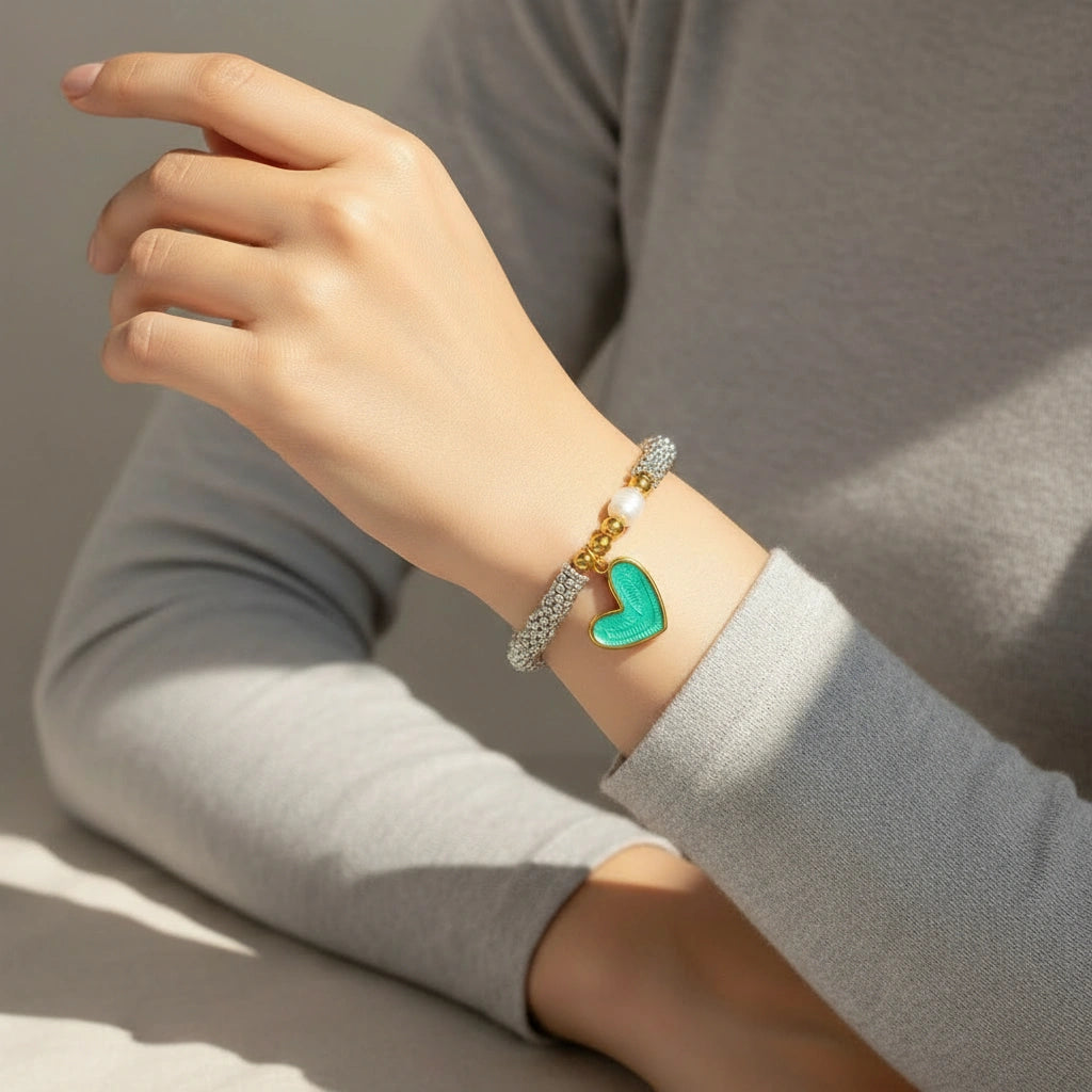 Endless Promise Mint Heart Bracelet