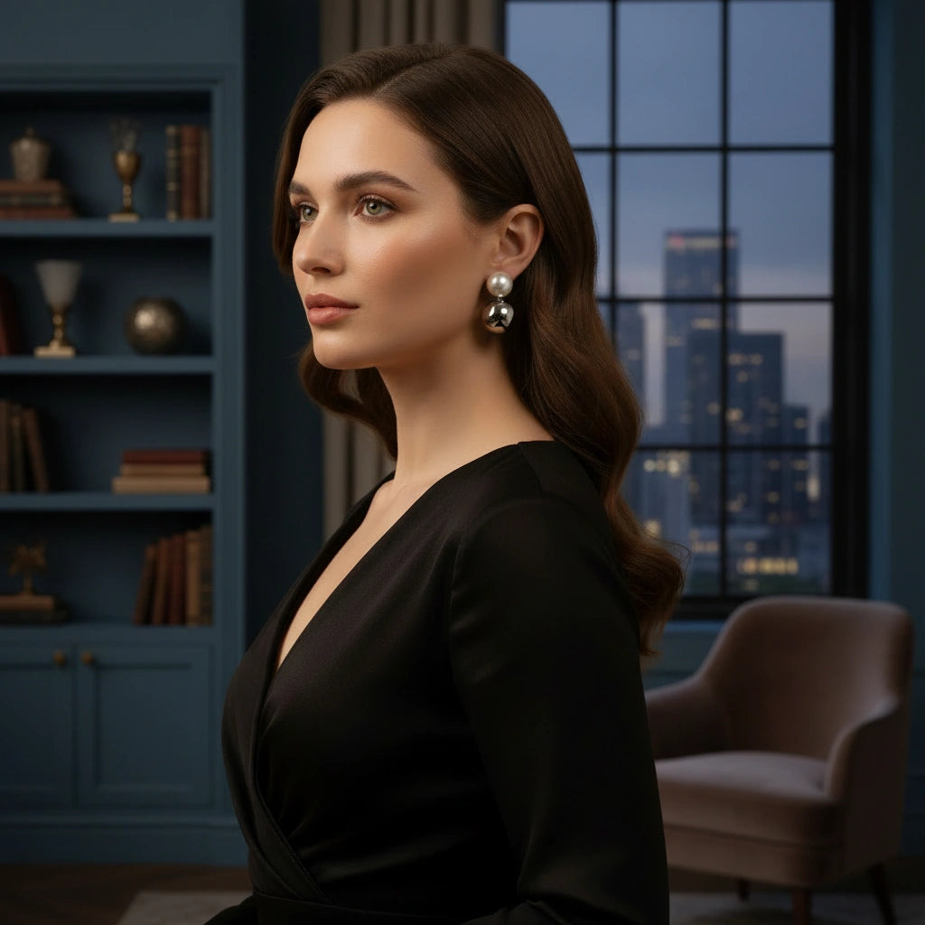 Lustra Drop Earrings - Silver & White