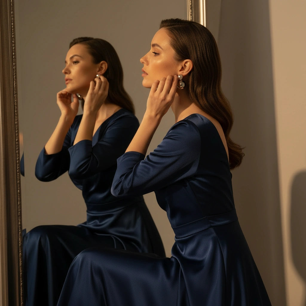 Lustra Drop Earrings - Silver & White