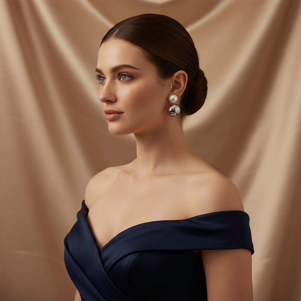 Lustra Drop Earrings - Silver & White