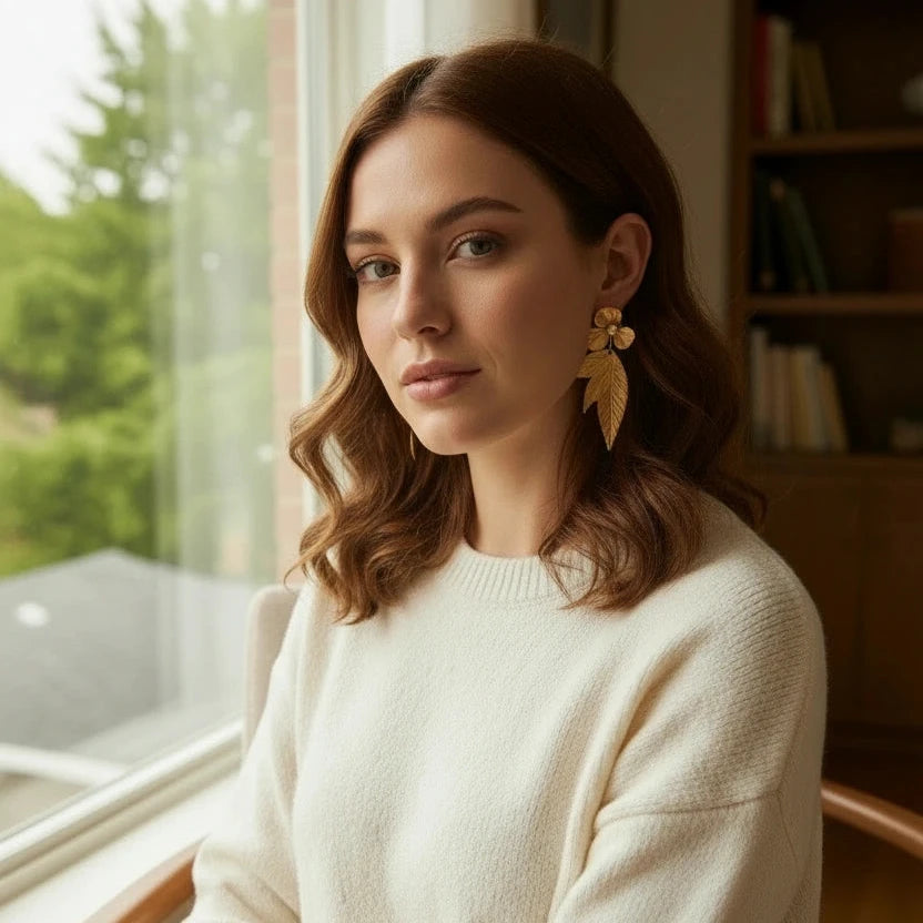 Golden Gingko Fleur Earrings