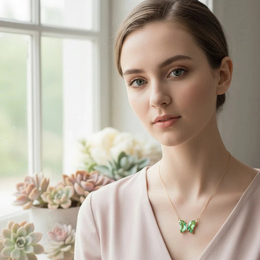 Aura Butterfly Necklace- Grass Green