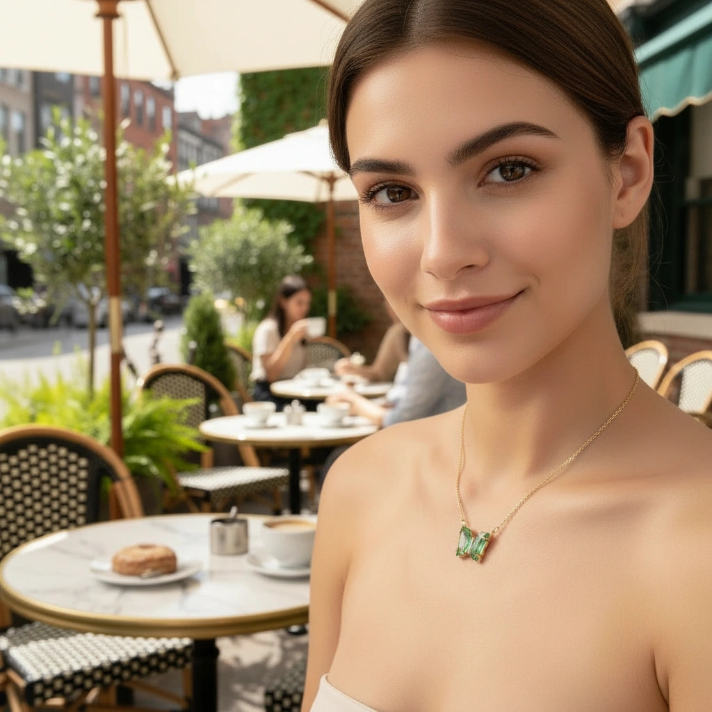 Aura Butterfly Necklace- Grass Green