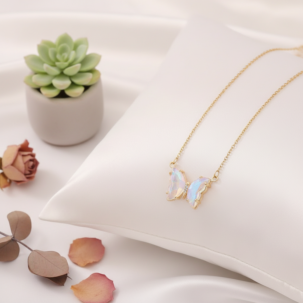 Pure White Aura Butterfly Necklace