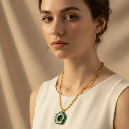 Forest Bloom Deep Green Necklace