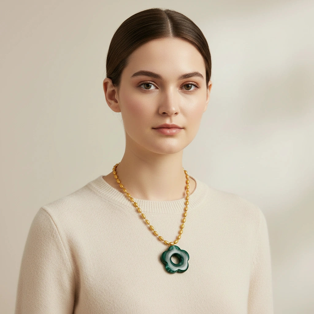 Forest Bloom Deep Green Necklace