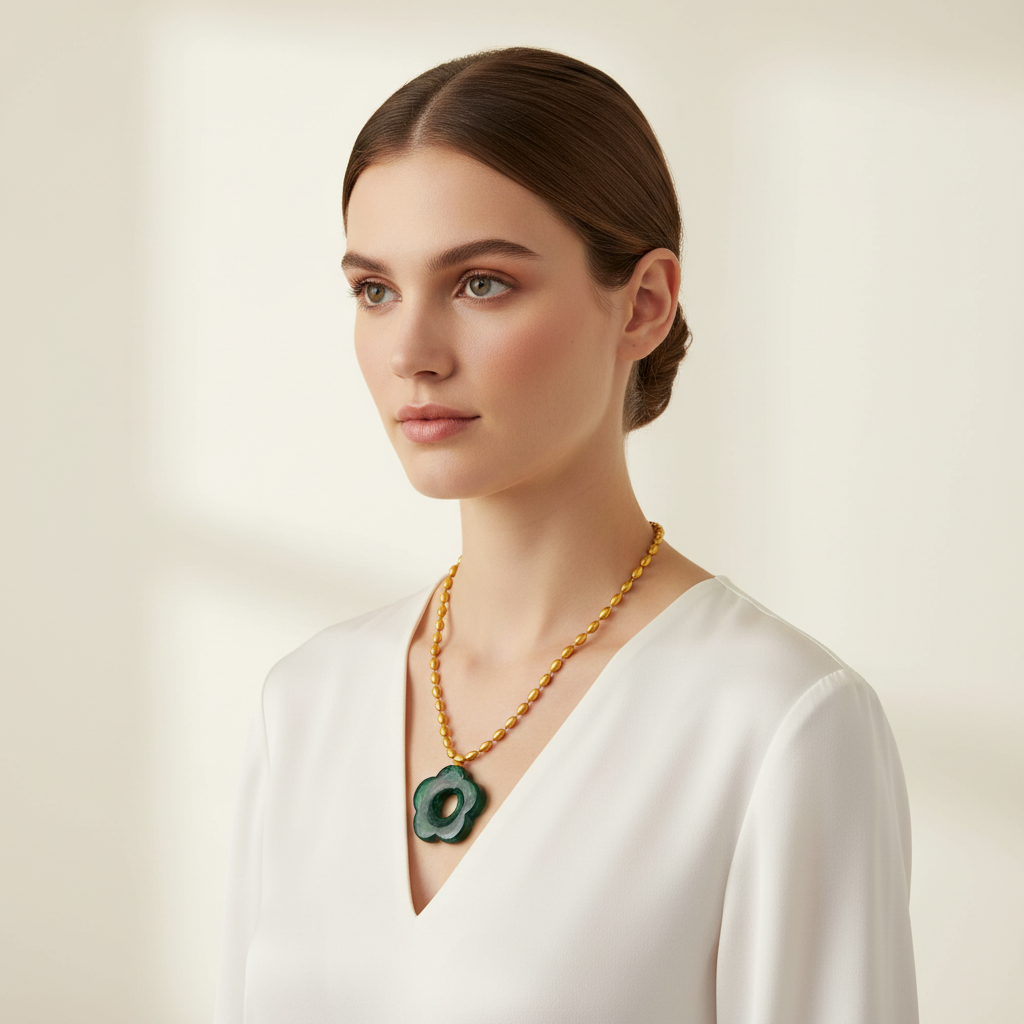 Forest Bloom Deep Green Necklace