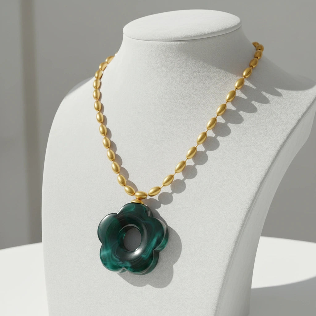 Forest Bloom Deep Green Necklace
