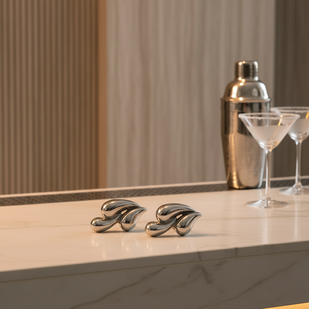 Molten Wave Drop Earrings - Silver