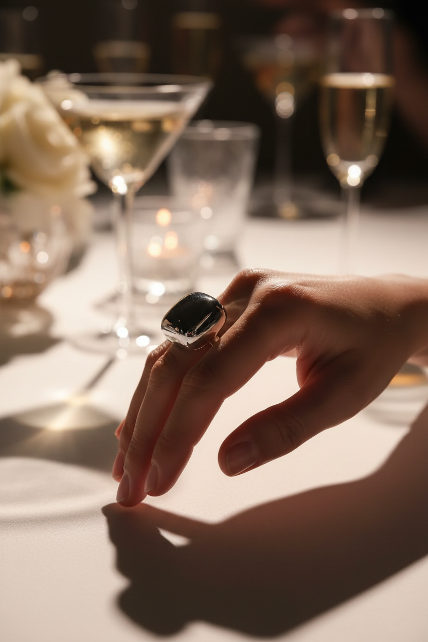 Golden Bold Ring - Platinum Finish