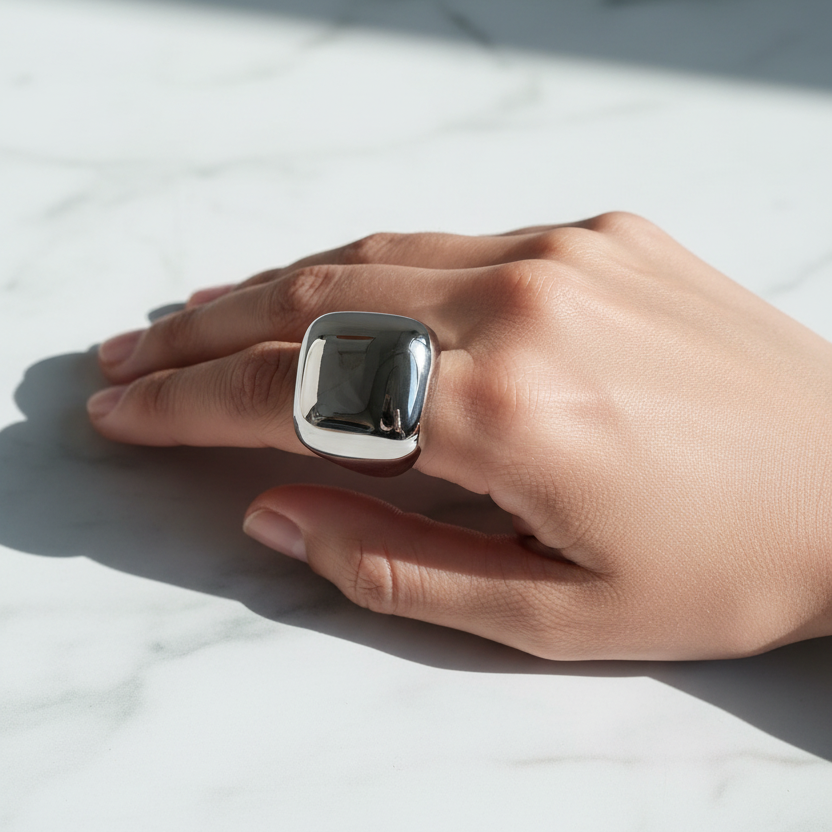 Golden Bold Ring - Platinum Finish